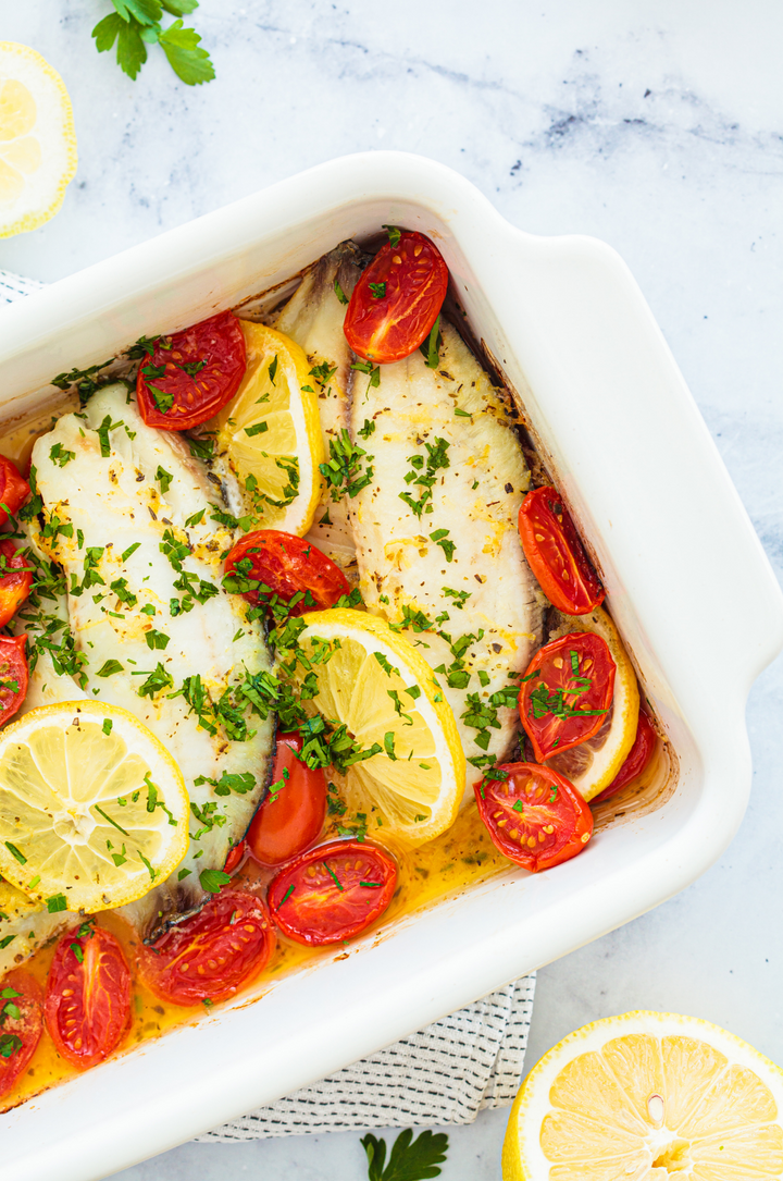 Cod with Cherry Tomatoes and Pasta Recipe
